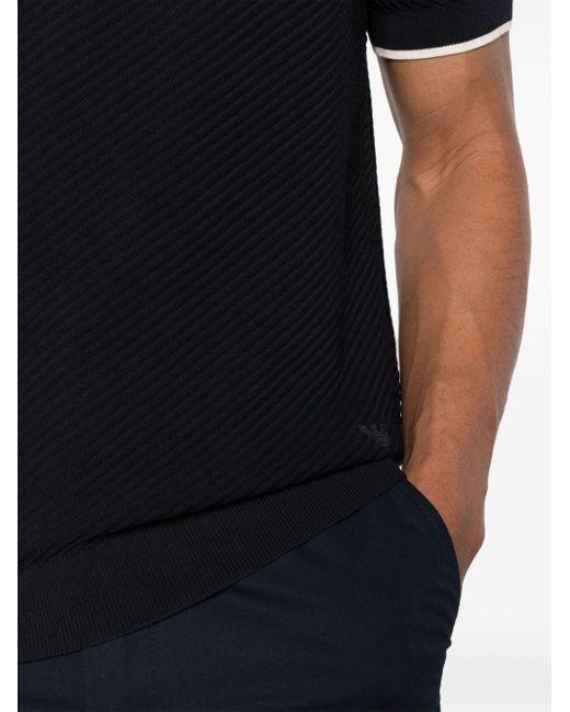 Emporio Armani Black Logo-embroidered Cotton Polo Shirt for men