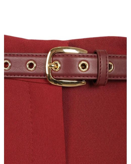 Max Mara Red Belted Wide-Leg Trousers