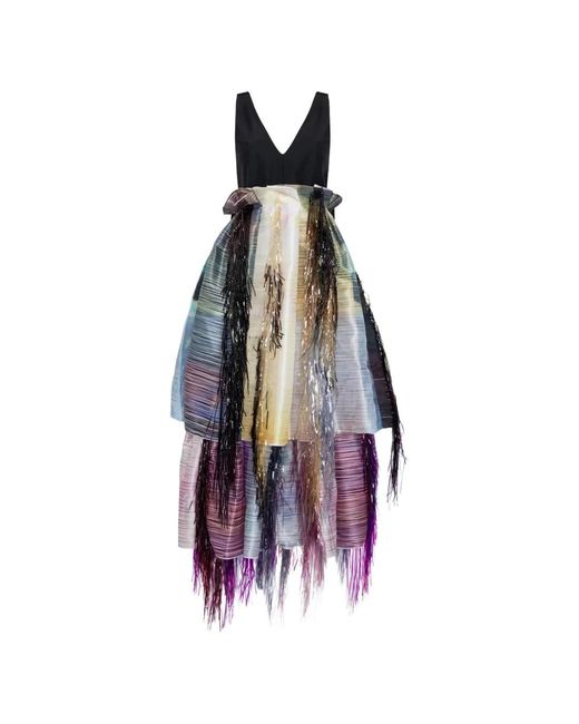 Roksanda Black Hanae Fil-Coupé Patchwork Maxi Dress