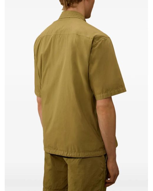 C P Company Green 50 Fili Logo-Embroidered Drawstring Shirt for men