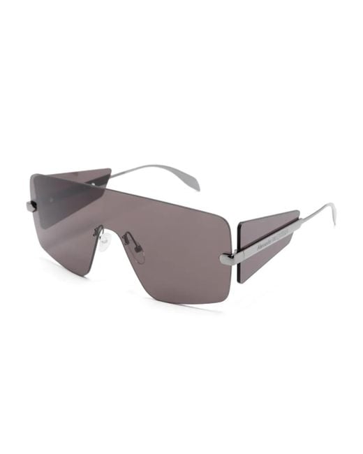 McQueen Gray Oversize Shield-Frame Sunglasses