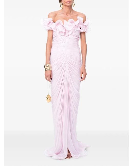 Ana Radu Pink Ruffled Ruched Dress
