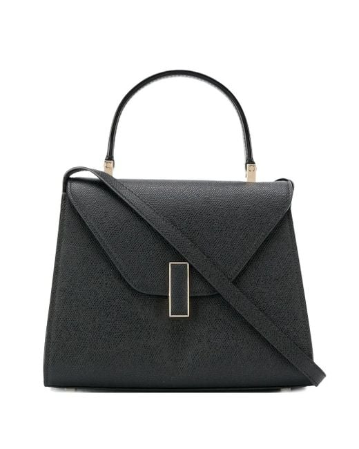 Valextra Black Small Leather-coated Clasp Tote Bag