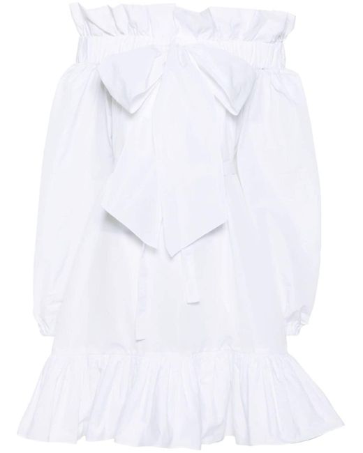 Robe courte volantée à taille ceinturée Patou en coloris White