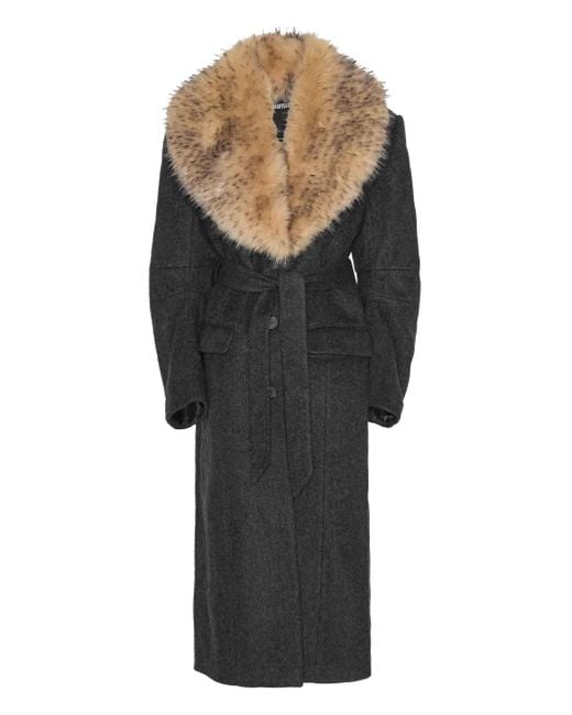Cappotto Monopetto Con Pelliccia Sintetica di ROTATE BIRGER CHRISTENSEN in Black