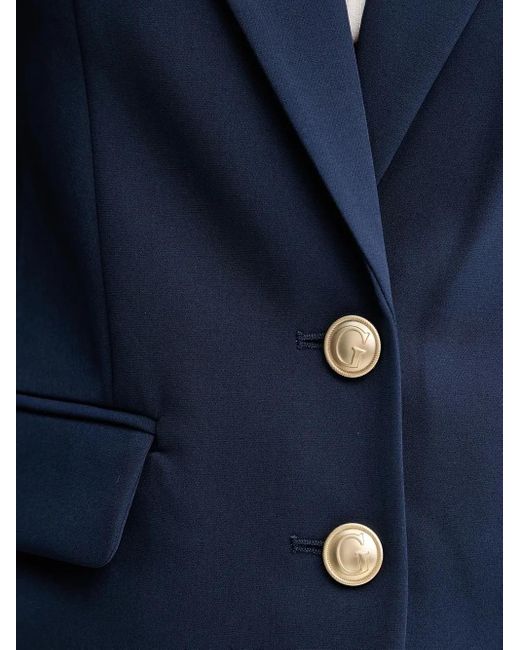 Guess Blue Verzierter Blazer mit fallendem Revers