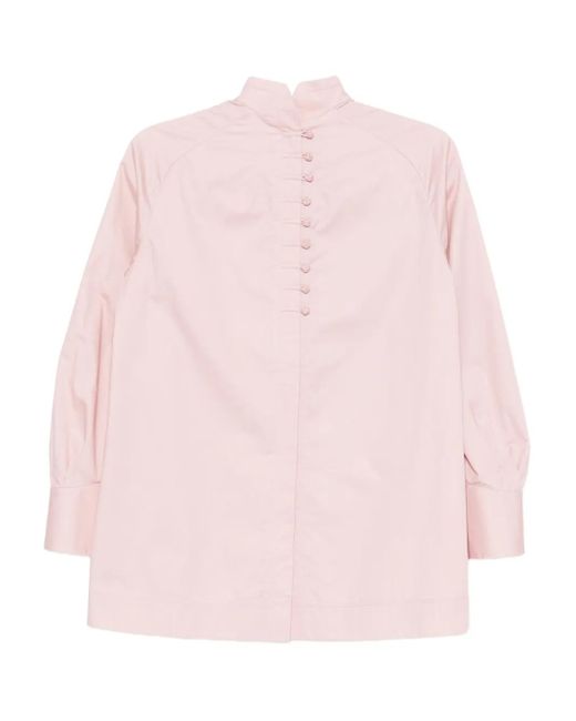 Shiatzy Chen Pink Scape-Of-Curve Embroidered Shirt