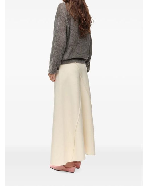 Bimba Y Lola White Double-Sided Wool Skirt A-Line, Ivory