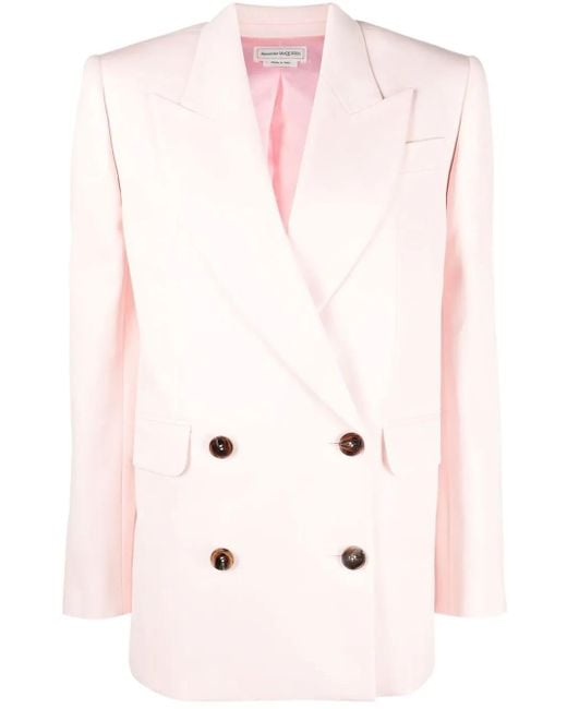 McQueen Pink Double-Breasted Boxy Blazer