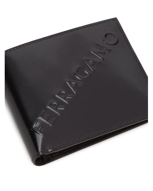 Ferragamo Black Logo Leather Wallet for men