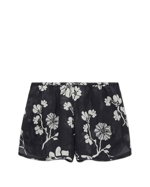 Dorothee Schumacher Black Floral-Print Drawstring Shorts