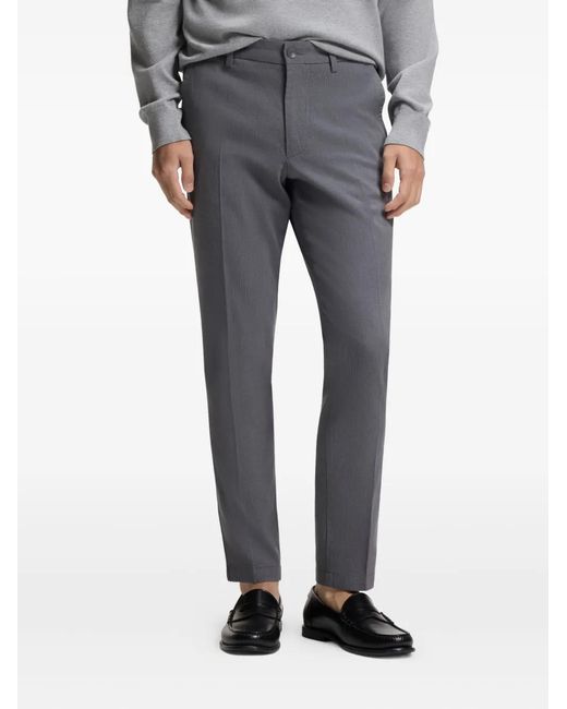 Boss Gray Pressed-Crease Tapered Trousers for men