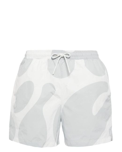 Alpha Tauri White Abstract-print Deck Shorts for men