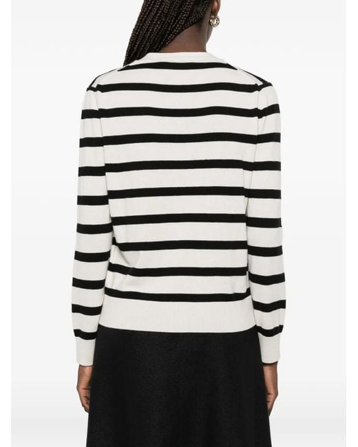 Max Mara White Striped V-Neck Cardigan