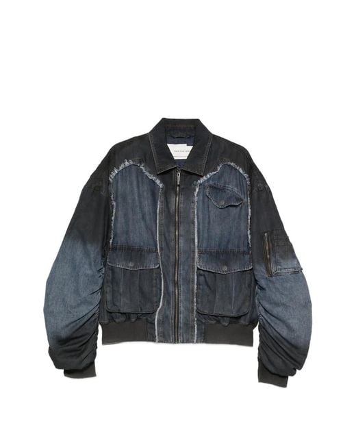 Feng Chen Wang Blue Zip-Fastening Panelled Bomber Jacket