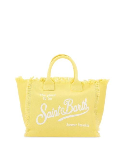 Mc2 Saint Barth Yellow Logo-Print Tote Bag