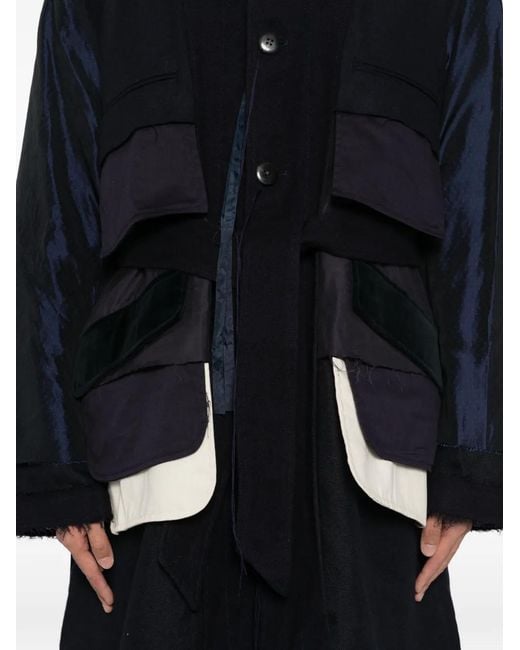Patchwork belted coat Midorikawa de hombre de color Black