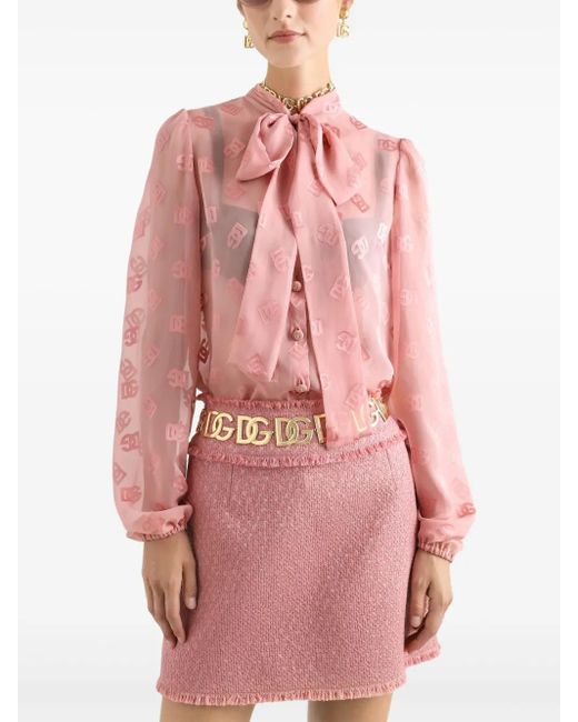 Dolce & Gabbana Pink Hemd Mit Logo-Devoré