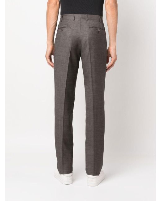 Canali Gray Mid-rise Straight-leg Trousers for men