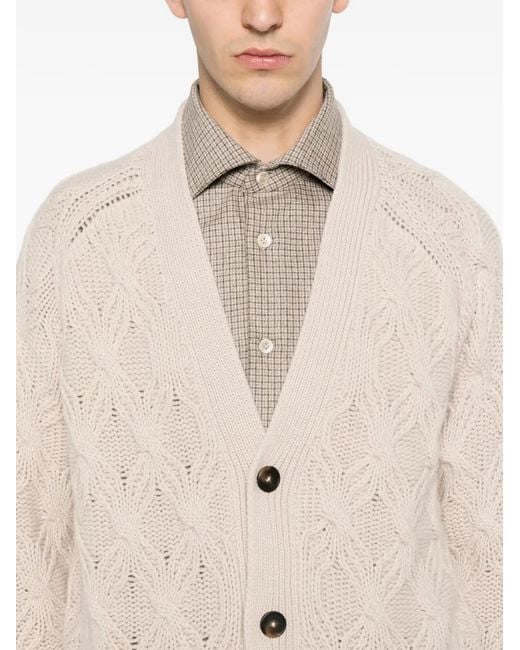 Eleventy Natural Cable-Knit Cardigan for men
