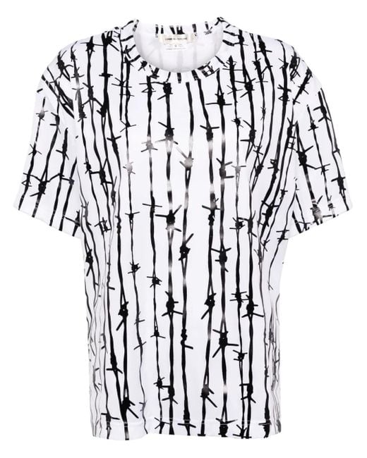 Comme des Garçons White Graphic-Printed T-Shirt