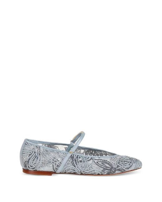 LORENA PAGGI White Floral-Lace Flat Pumps