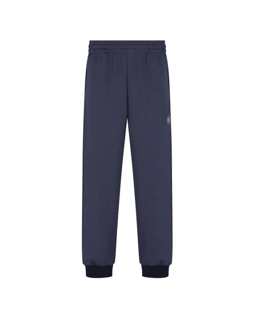 EA7 Blue Logo-Print Elasticated-Waist Track Pants for men