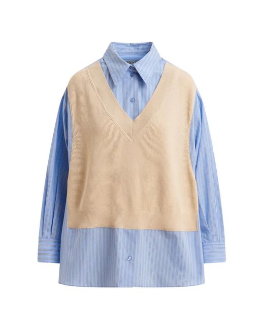 Essentiel Antwerp Blue Striped-Pattern Shirt