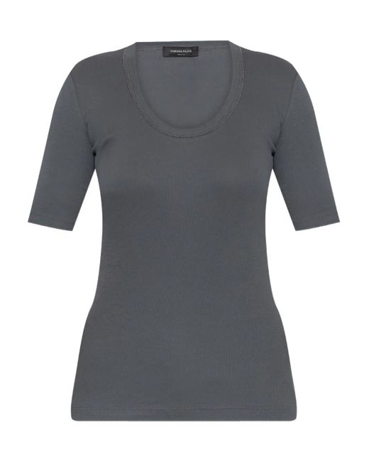 Top de manga corta con apliques Fabiana Filippi de color Gray