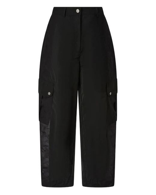 Pinko Black Cargo-Pocket Cropped Trousers