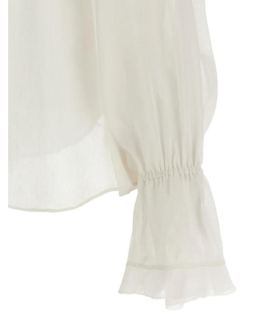Alberta Ferretti White Ruffled-Design Blouse