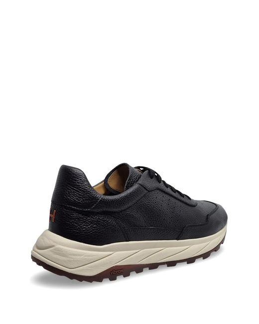 Henderson Black Grainy-Leather Sneakers for men