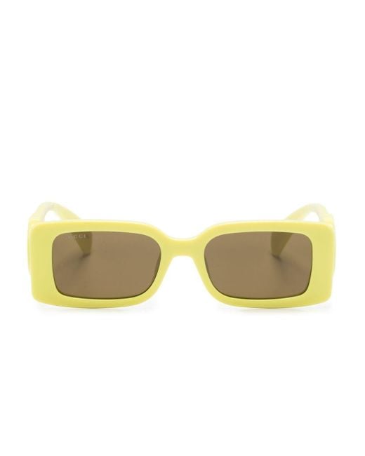 Gucci Yellow Eckige Sonnenbrille mit GG