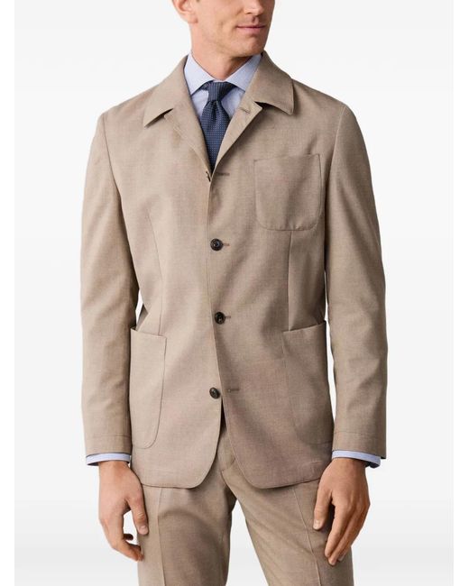 Hackett Natural Single-Breasted Wool Blazer for men