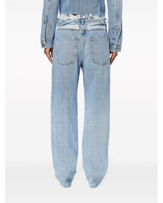 DIESEL Blue Halbhohe Straight-Leg-Jeans