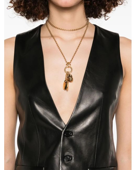 Saint Laurent Black Weste Aus Leder