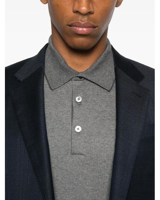 Zegna Gray Long-Sleeve Polo Shirt for men