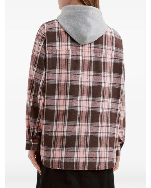 Chocoolate Pink Hooded Check-Pattern Jacket