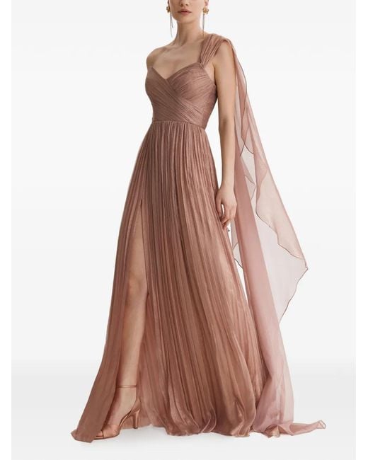 Framboise Pink Neem One-Shoulder Pleated Maxi Dress
