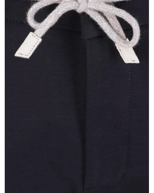 Eleventy Blue Drawstring-Waist Pleated Trousers for men