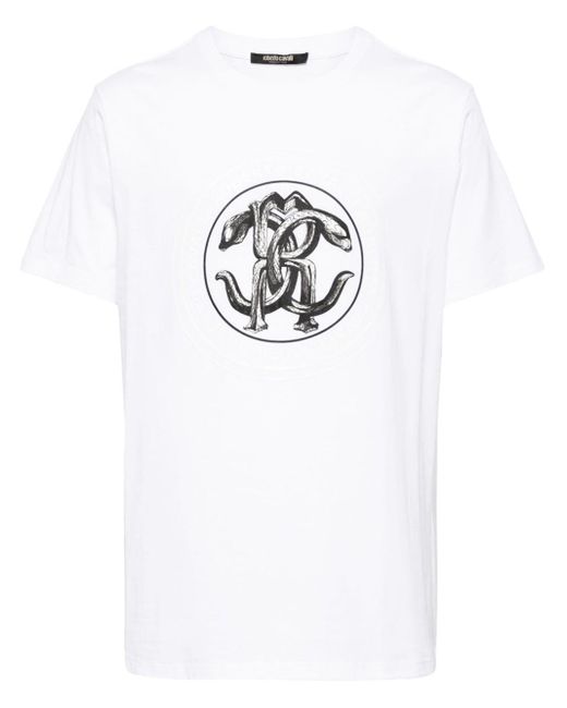 Roberto Cavalli T-shirt Met Grafische Print in het White voor heren