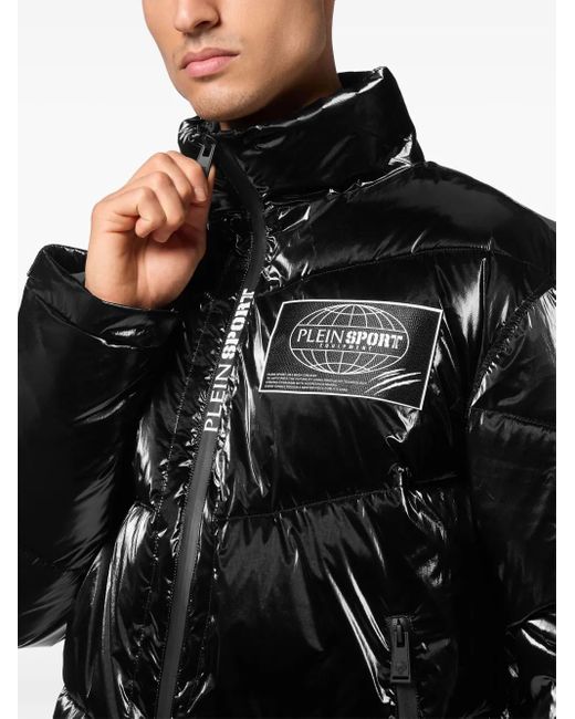 Philipp Plein Donsjack Met Gekreukt Effect in het Black voor heren