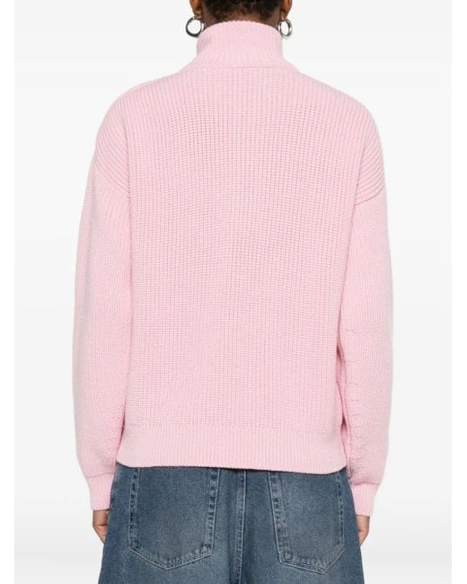Marques'Almeida Trui Met Hoge Hals En Rits in het Pink