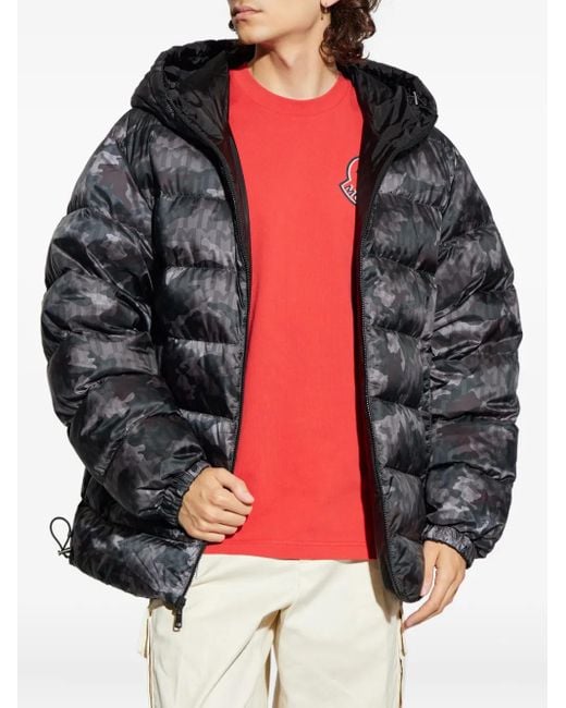 Moncler Gray Zip-Fastening Hooded Puffer Jacket for men