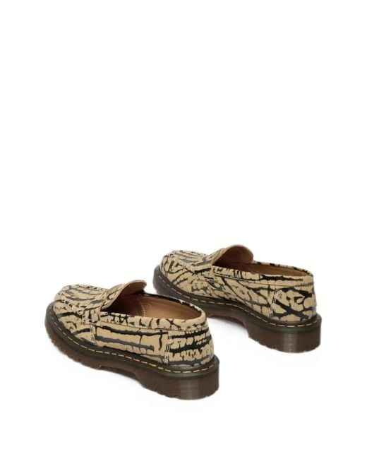 Dr. Martens Natural Delapre Animal-Print Penny Loafers