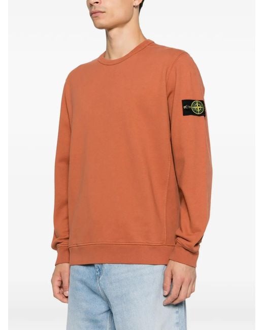 Stone Island Orange Compass Patch Crew-Neck Sweater for men