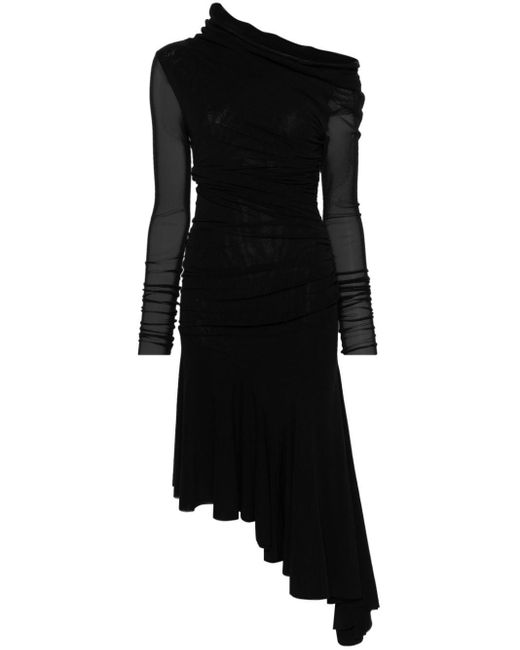 Philosophy Di Lorenzo Serafini Black Asymmetric Mesh Midi Dress