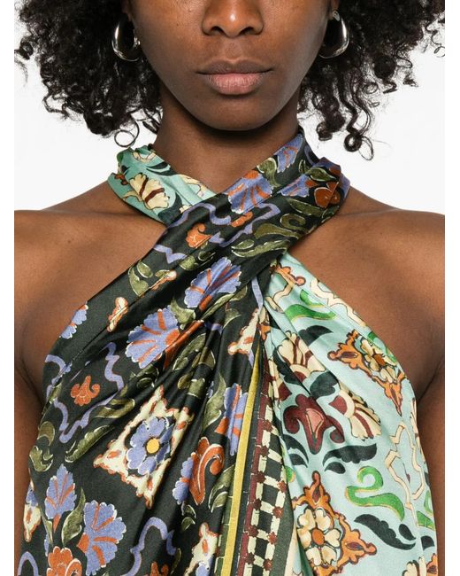 ALÉMAIS Green Geometric-Pattern Blouse