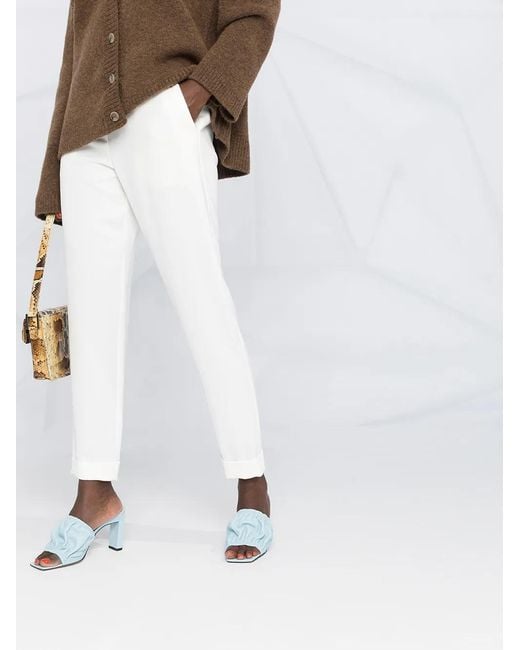 P.A.R.O.S.H. White Turn-Up Hem Trousers