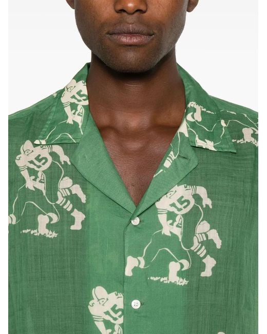 Bode Green Football-Pattern Shirt for men